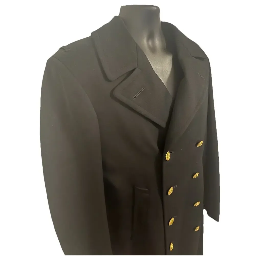 VTG U.S. Naval Navy Officers Bridge Peacoat Long Double Breasted Eagle Military